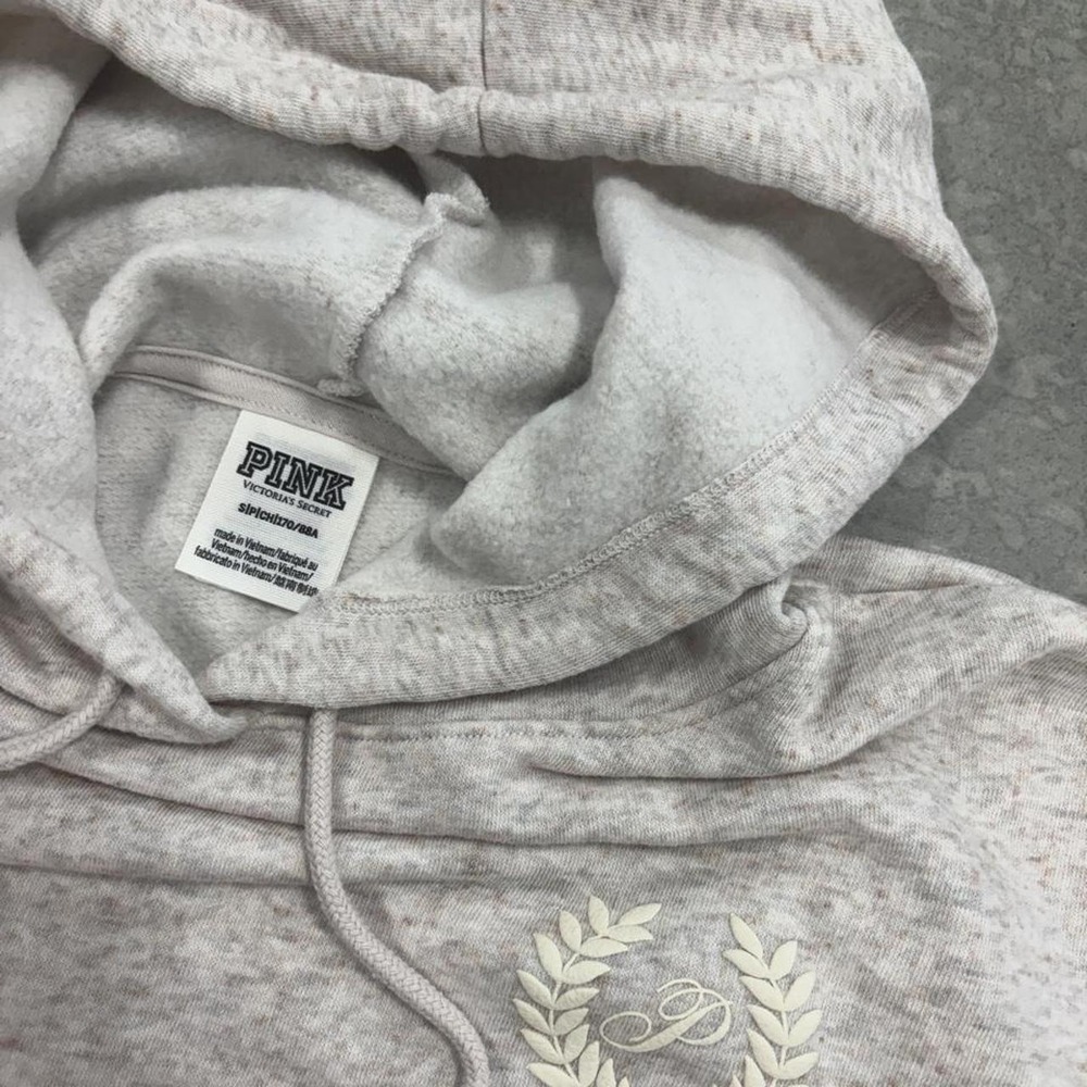 Y2K Victoria's Secret PINK Gray Cropped Hoodie Size Small - Picture 2 of 4